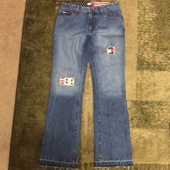 Vintage Tommy Hilfiger denim distressed patriotic flag  jeans Women’s Size 4 - Picture 1 of 10